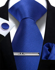 Luxury Men’s Tie Set Solid Colour Slim Necktie Hanky Cufflinks & Clip - Others In Fashion