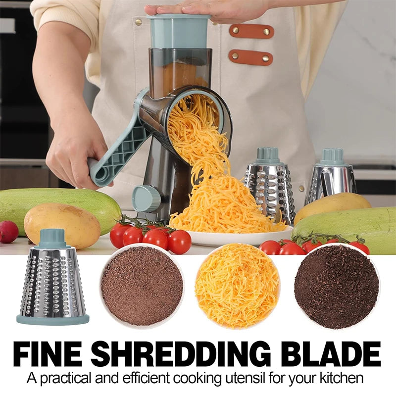 3 In 1 Rotary Cheese Grater And Veggie Slicer For Kitchen by Snagg A Slicer