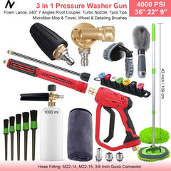 4000 PSI Spray Gun with Nozzles & Foam Lance Kit by Snagg A Foam Cannon