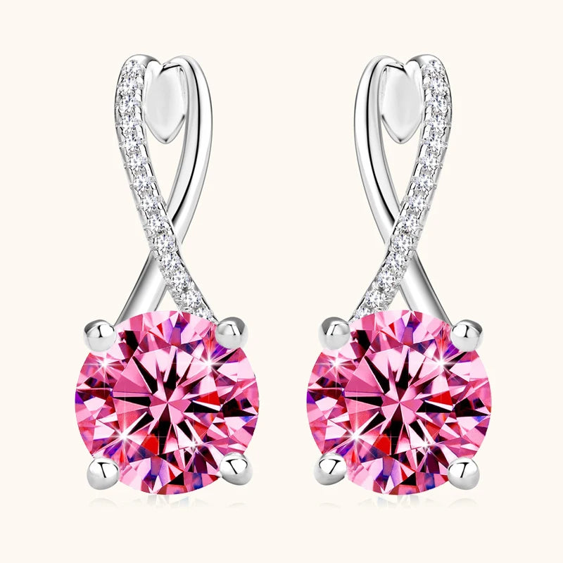 4CT Pink Moissanite Earrings
