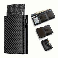RFID Blocking Pop-Up Metal Card Holder Wallet with Zipper Coin Purse