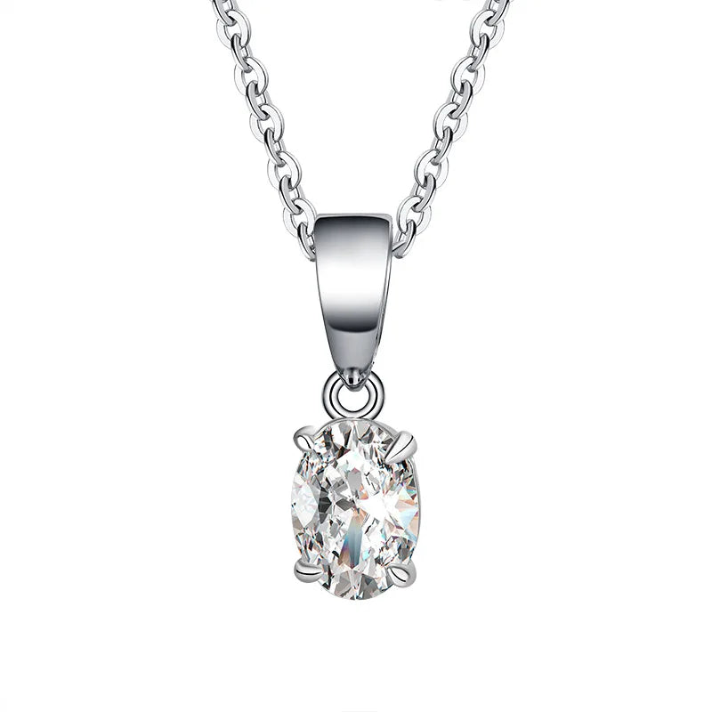 1–2CT Oval Moissanite Pendant Necklace