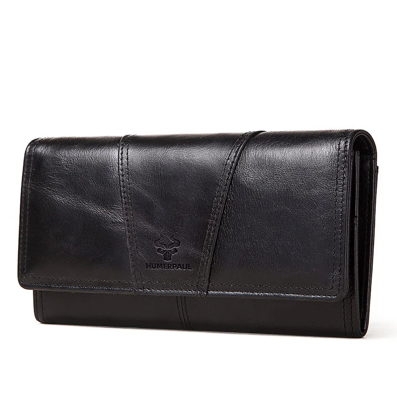 Genuine Leather RFID Long Wallet