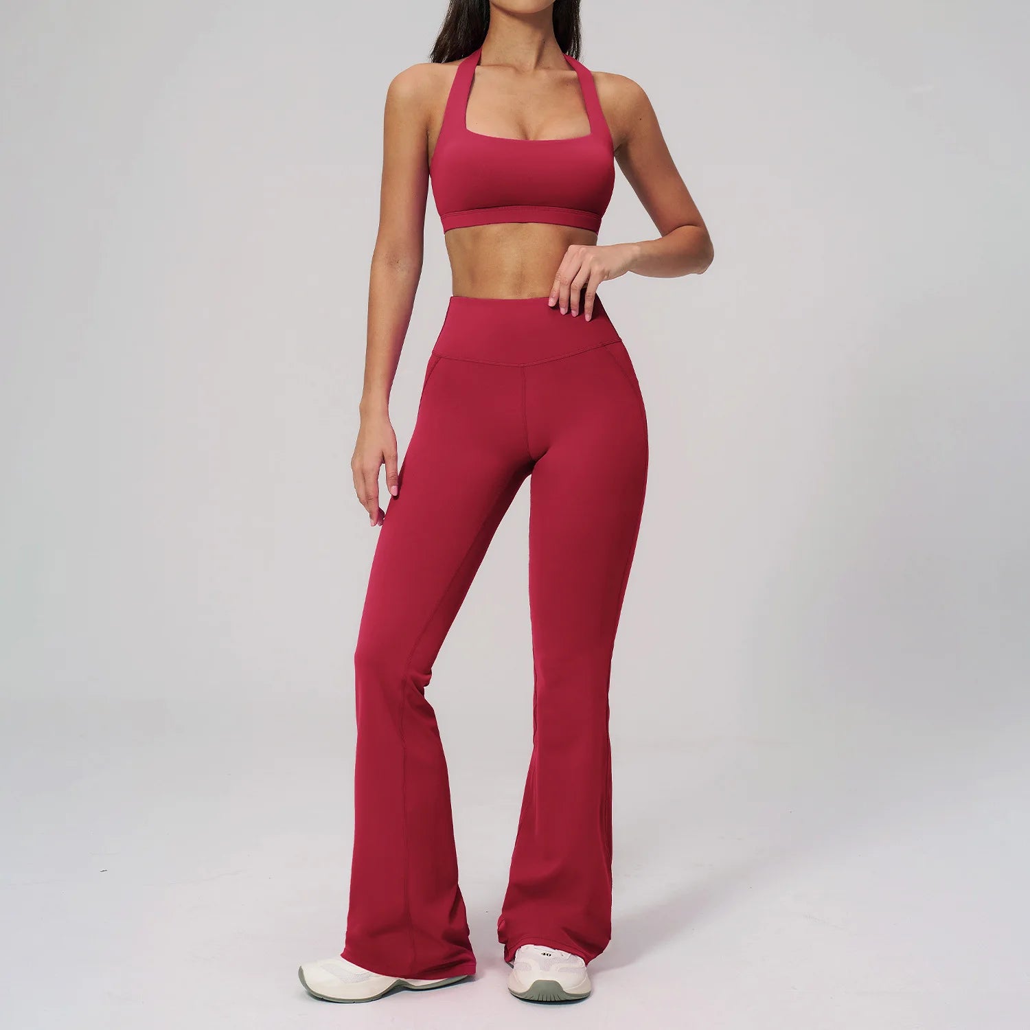 Women's 2-Piece Athletic Yoga Set | Running Leggings & Sports Bra Breathable Gym Fitness Wear