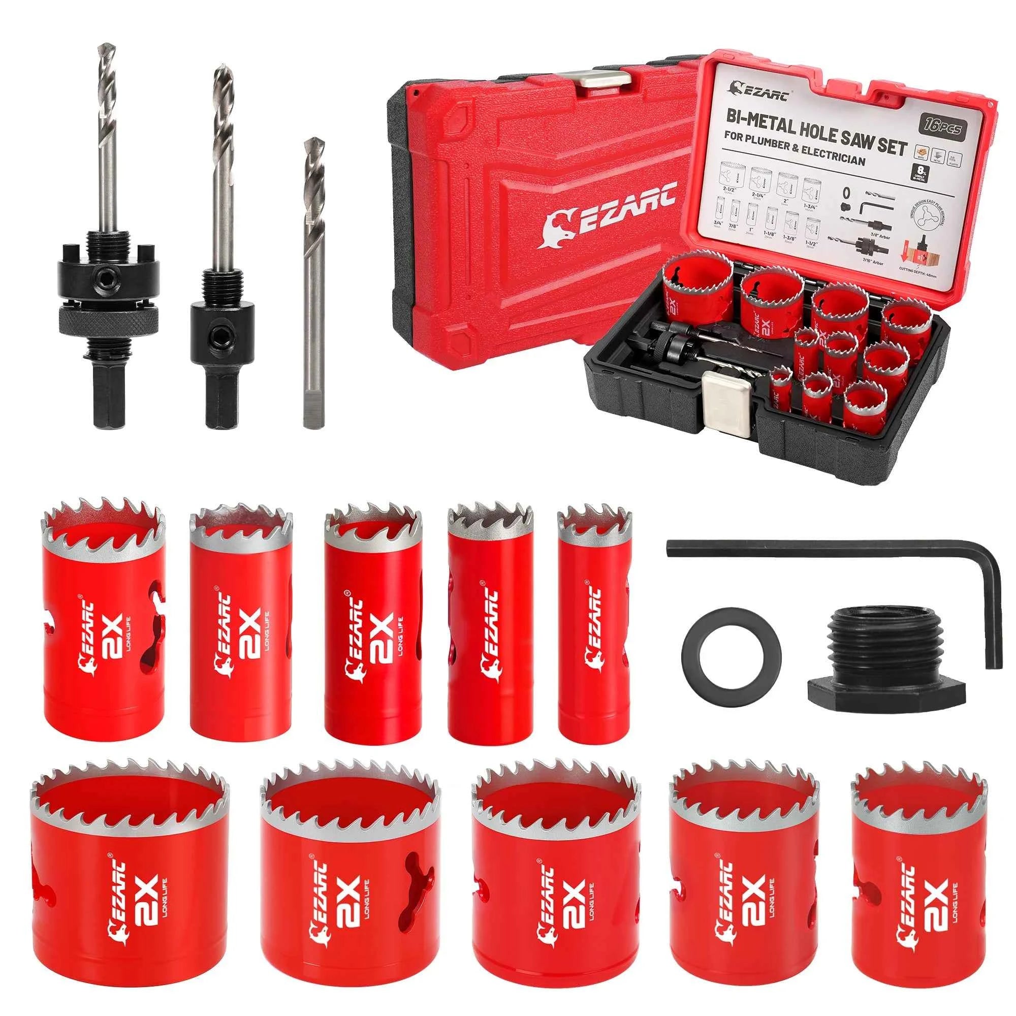 16 PCs M42 8% Cobalt Bi-Metal Hole Saw Set & Professional Installation Kit