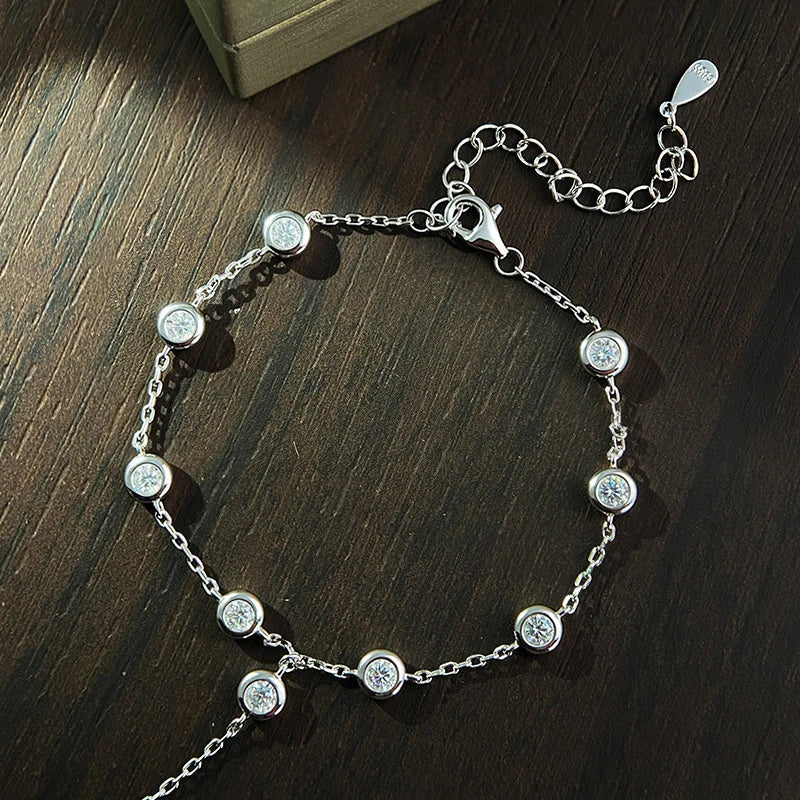 3mm D Color Moissanite Adjustable Tennis Bracelet
