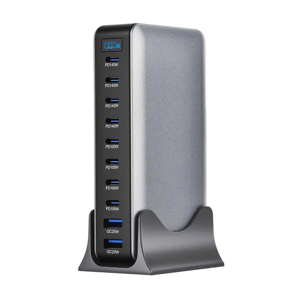 1000W GaN 10-Port USB-C Desktop Charging Station | PD3.1 Fast Charger for iPhone Samsung Laptop