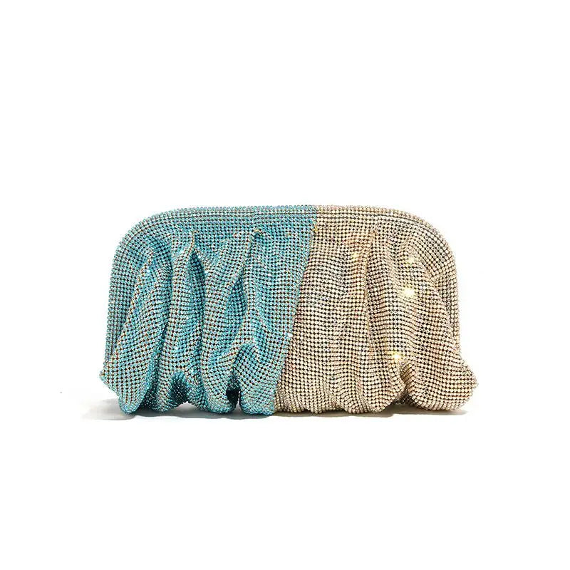 Shiny Rhinestone Crystal Fold Evening Clutch