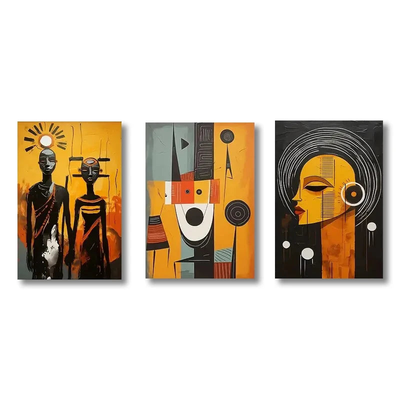 3-Piece Abstract Afro Bohemian Canvas Prints by Snagg A Print
