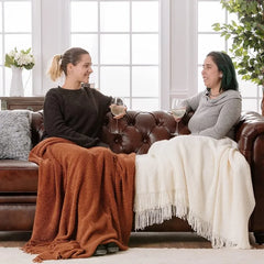 Knitted Throw Blanket – Cozy Comfort with Fringe by Snagg A Throw