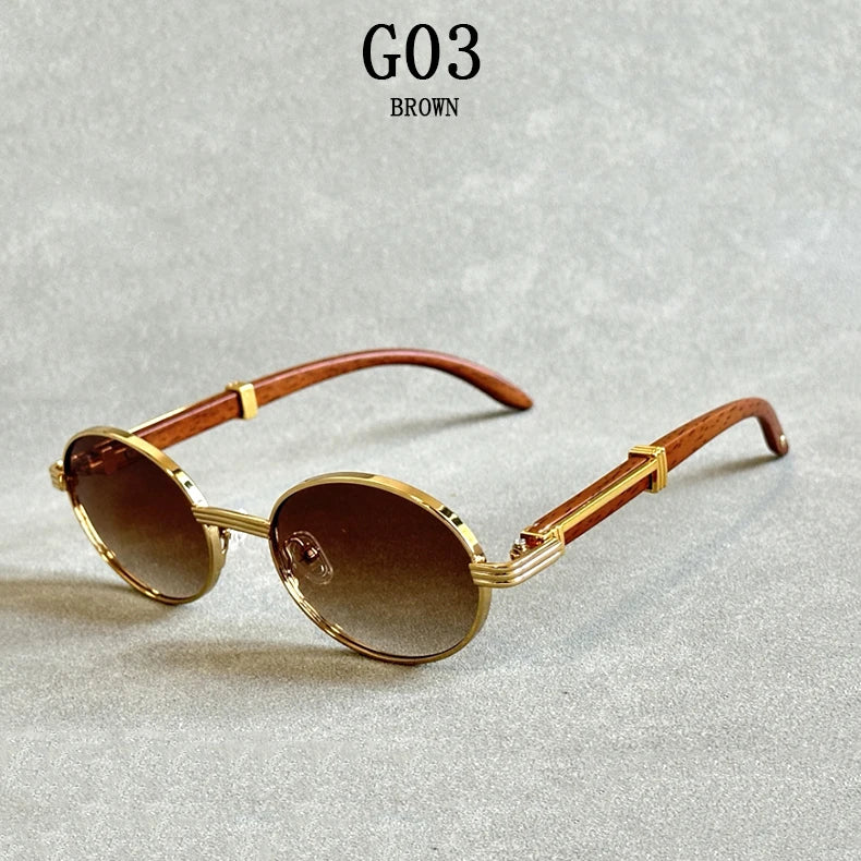 Luxe Oval Wooden Sunglasses by Snagg A Shades