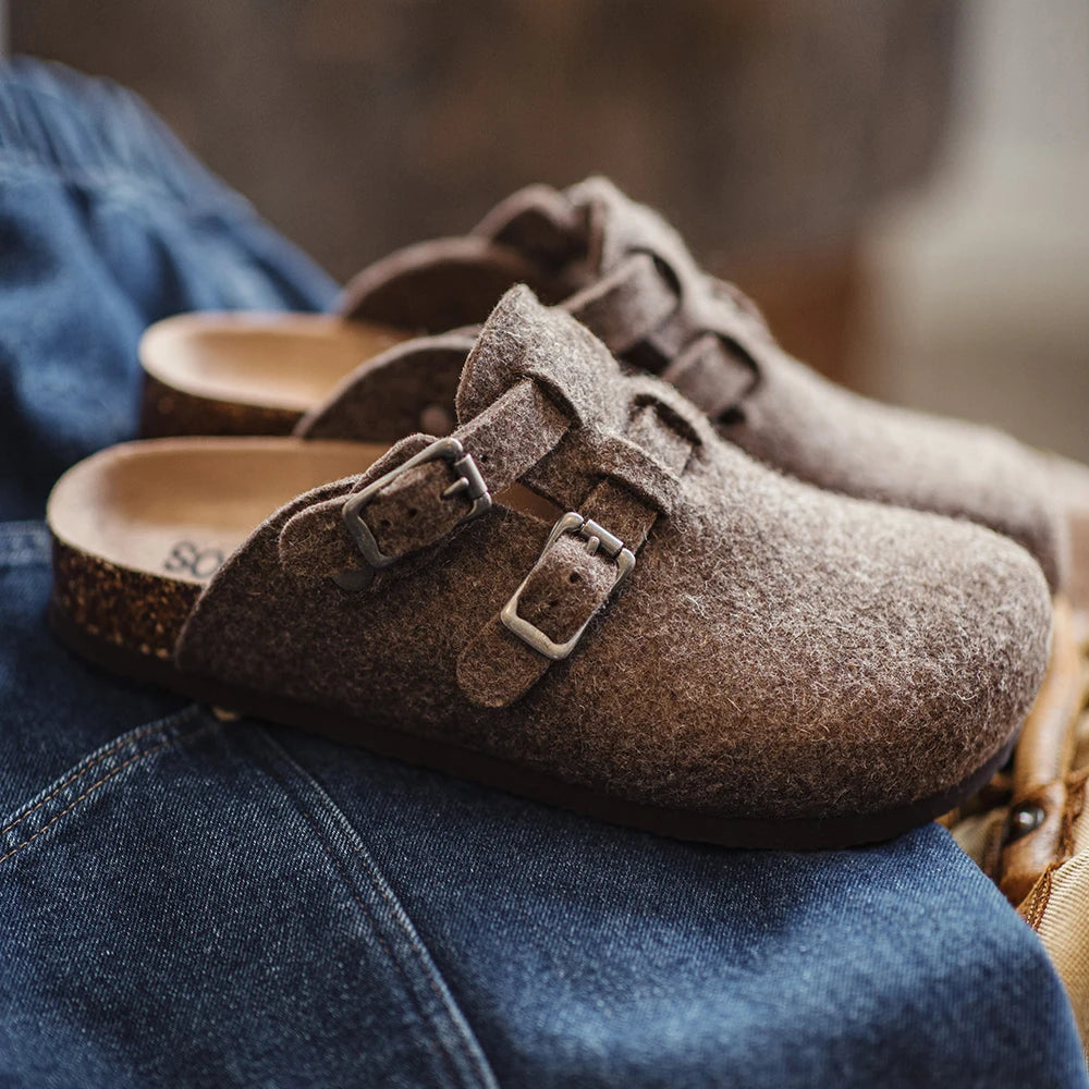 Vintage Wool Felt Mules – Men’s Autumn/Winter Slip-On Slippers by Snagg A Slipper
