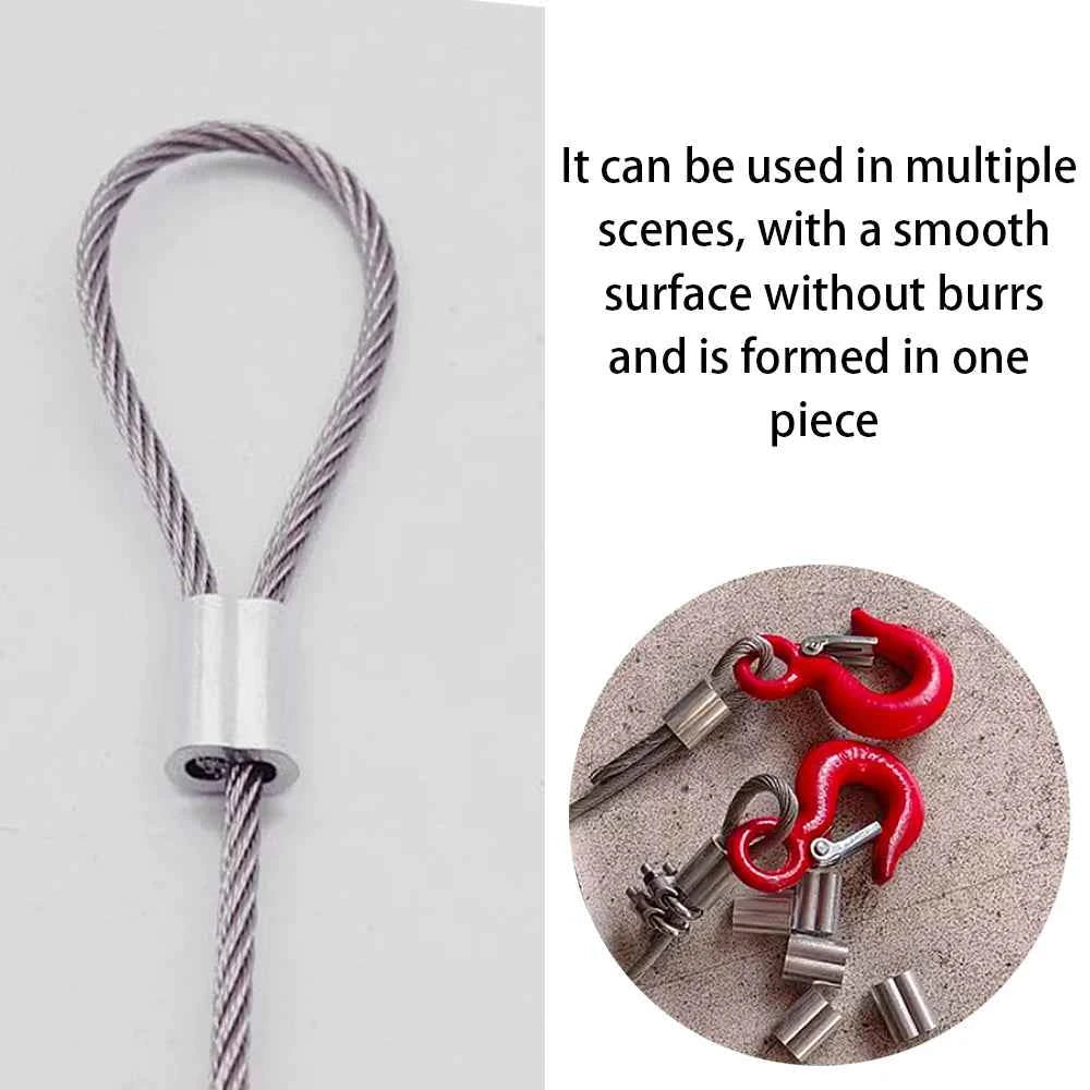 Aluminium Double Hole Cable Crimp Sleeves | Figure-8 Oval Clamps for 1–6mm Steel Wire Rope 20–100pcs