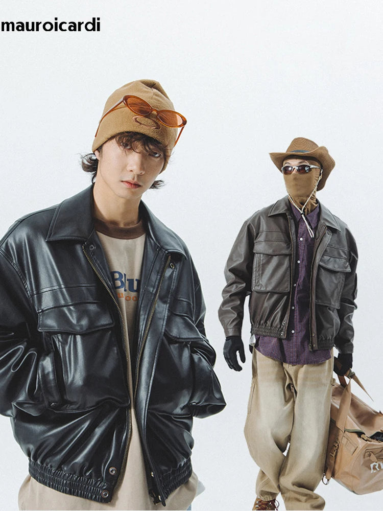 Vintage Black & Brown PU Leather Moto Jacket by Snagg A Jacket