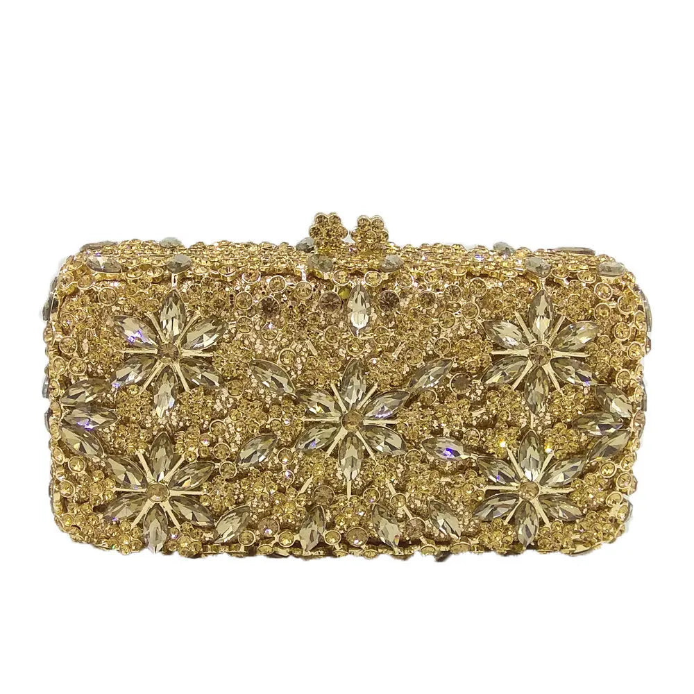 Stone Chain Crystal Evening Clutch