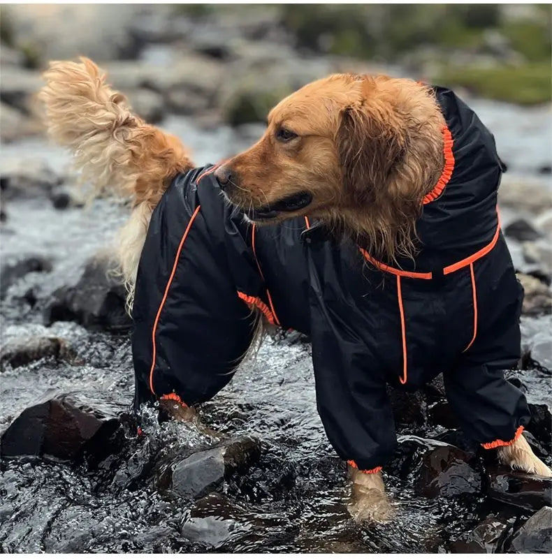 Waterproof Dog Rain Jacket for Large Dogs – Breathable Snow-Proof Windproof Outdoor Coat with Legs