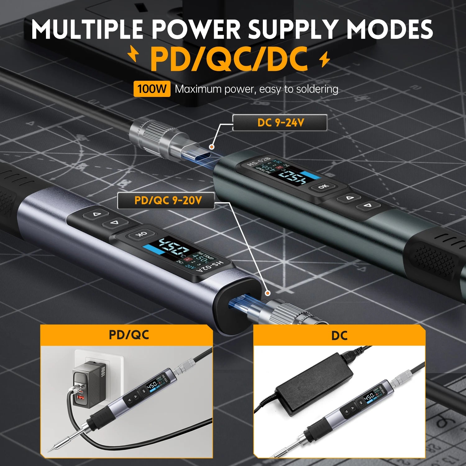 HS-02 100W Smart Soldering Iron Kit with C210 Tip & OLED Display