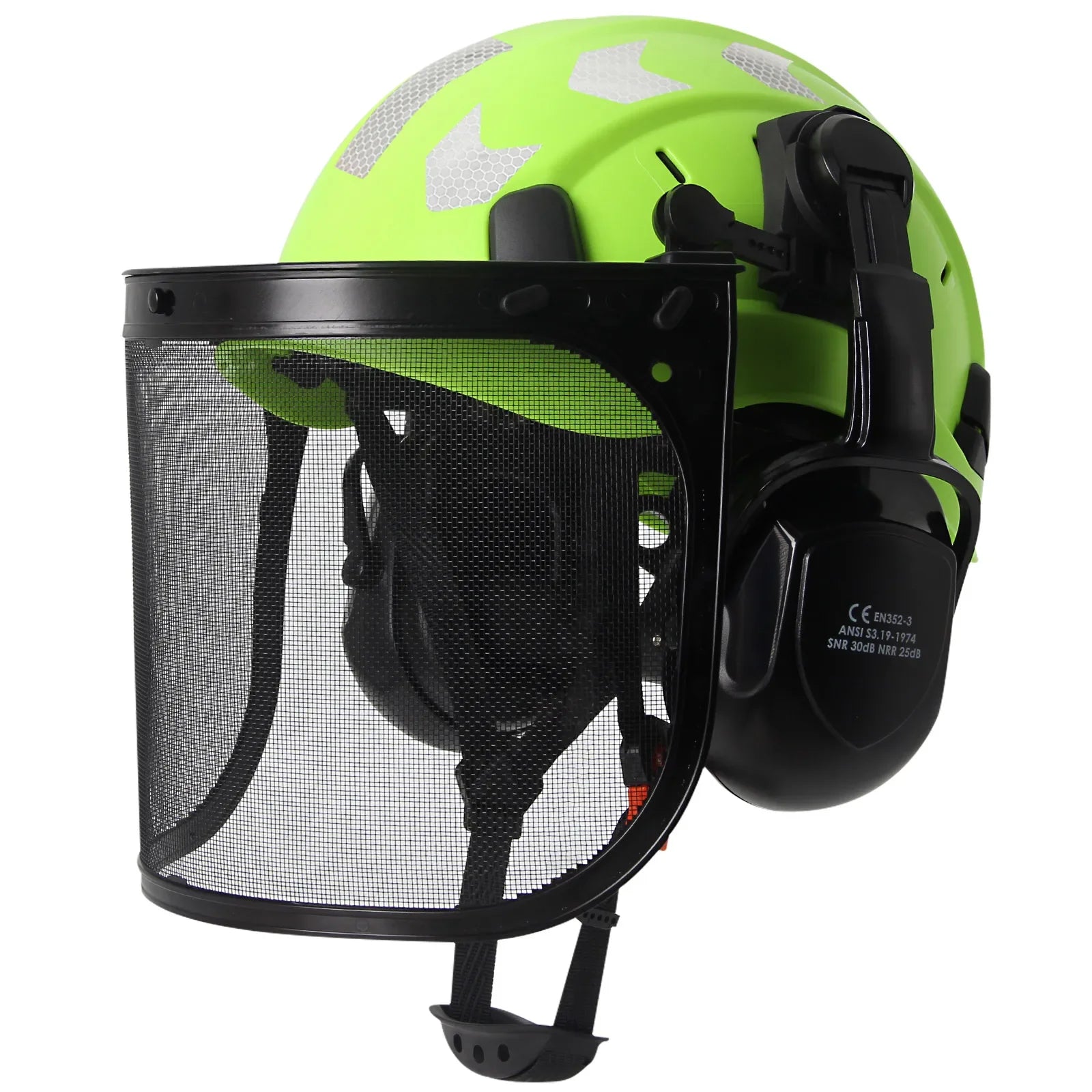 Forestry safety helmet with full face mesh shield and earmuffs – image 8