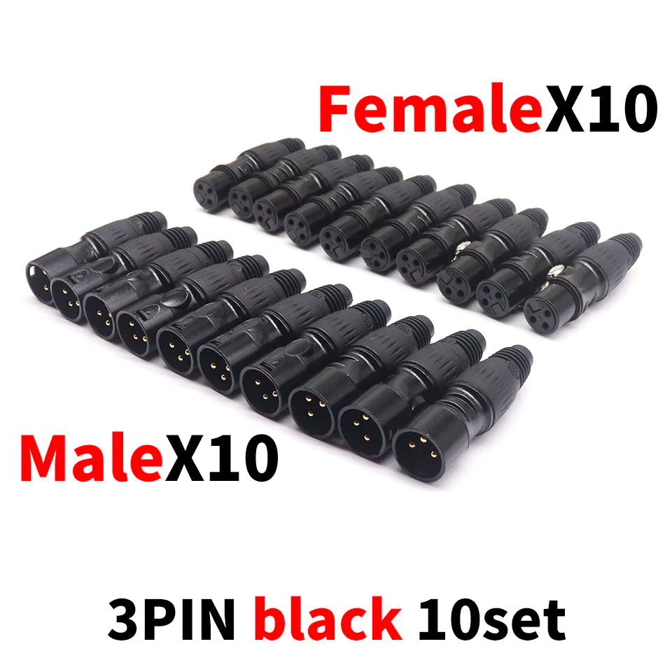 20 Pack XLR 3 Pin Microphone Connectors by Snagg A Cable Plug