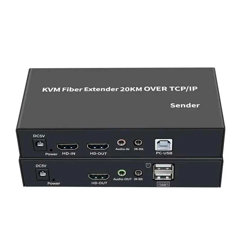 1080P HDMI Fiber KVM Extender 20KM – SC Fiber Cable USB KVM Optical Transceiver with Keyboard & Mouse Support