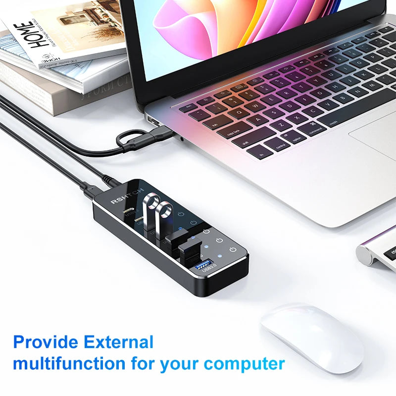 USB Extension with Individual Touch On/Off Switches by Snagg A Charging Station