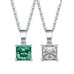 1–2CT Square Moissanite Pendant Necklace