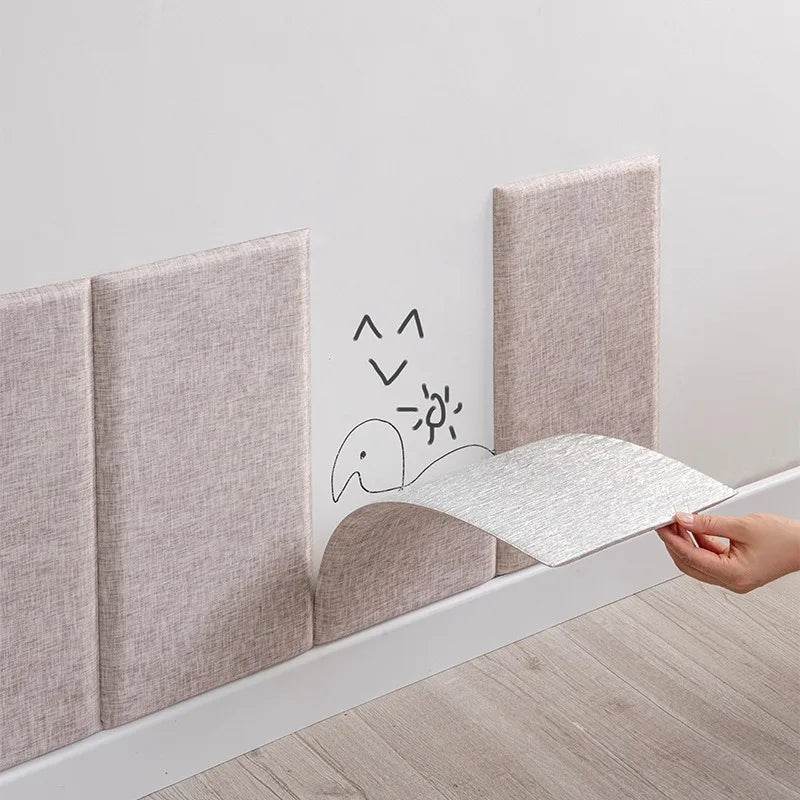 3D Self-Adhesive Linen Wall Panel Stickers - SnaggIt