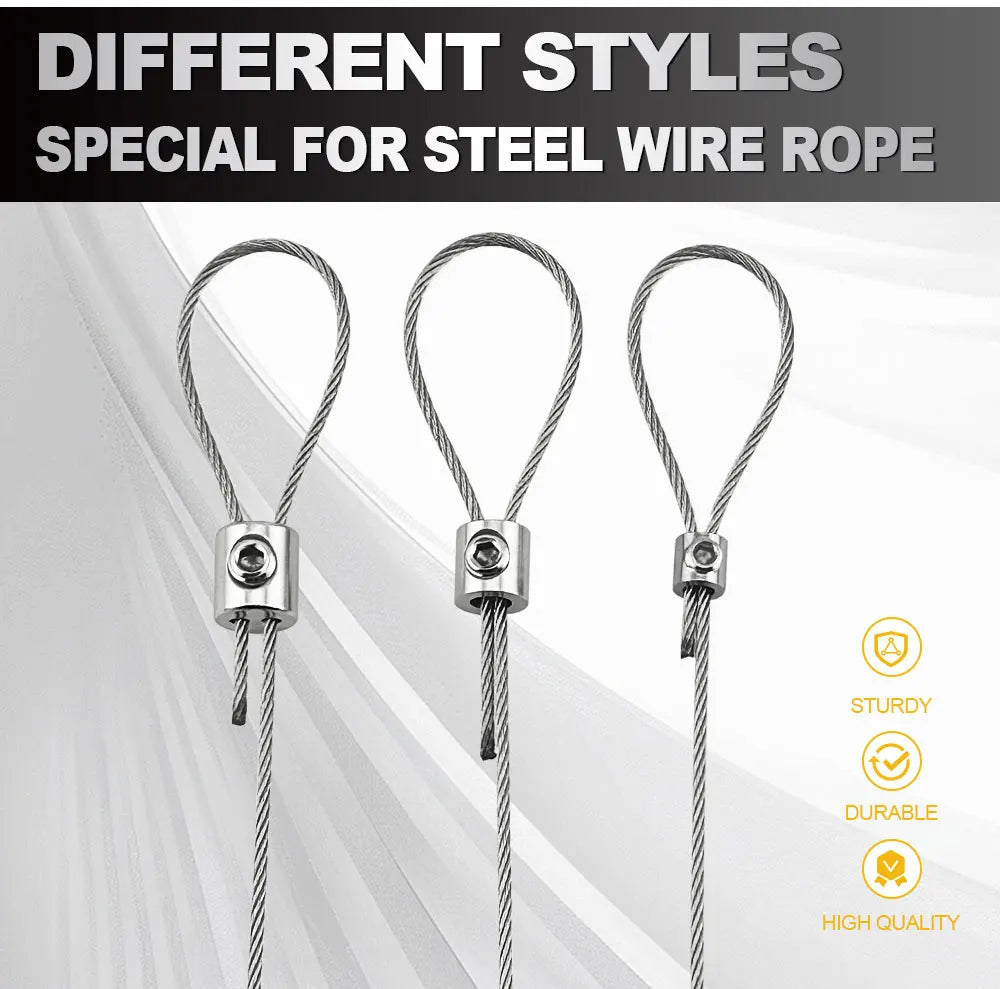 Stainless Steel Wire Rope Clamps 0.8–2mm | Adjustable Screw Copper Metal Hanging Clip Fixed Hardware