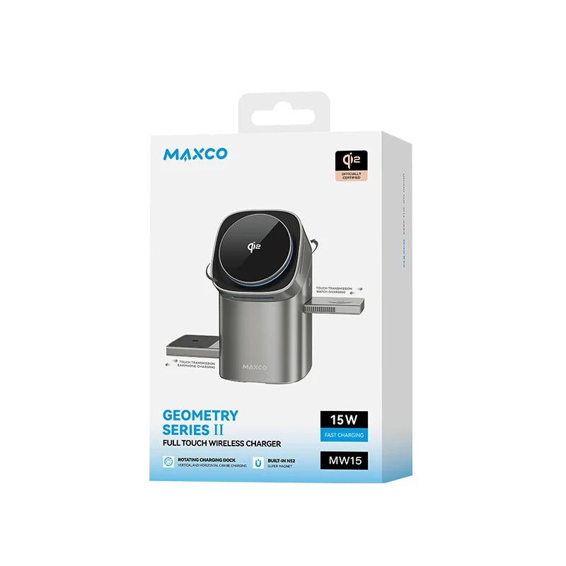 Qi2 Auto-rotate Touch Magnetic 3 in 1 Wireless Charger for IPhone Phones, Watch & AirPods by Snagg A Charging Station