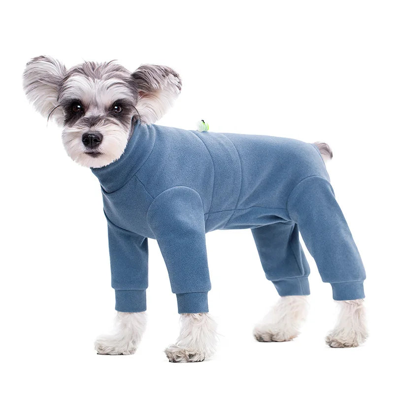 Velvet Dog Pyjamas – Soft Warm High-Neck Jumpsuit with Long Sleeves for Small Dogs