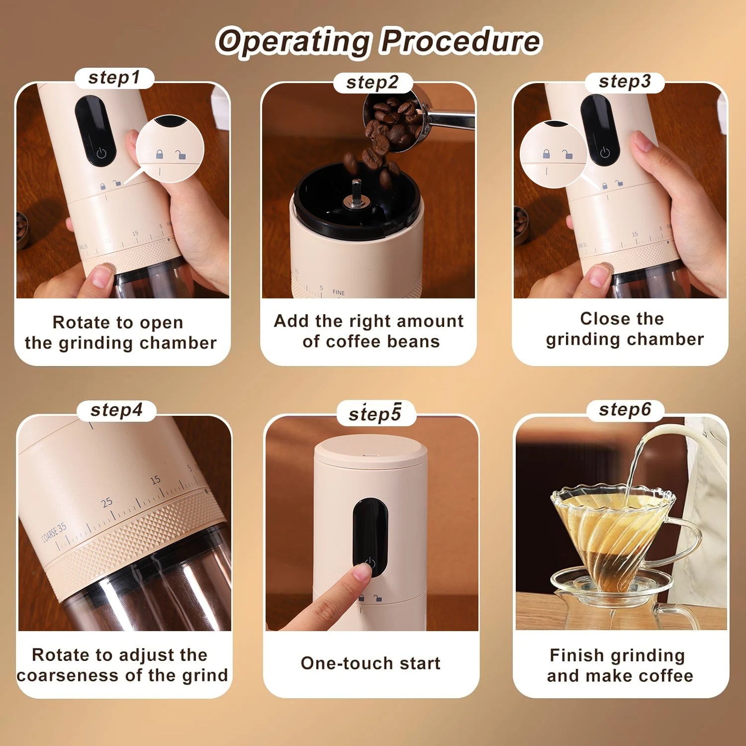 Portable USB Rechargeable Conical Burr Coffee Bean Grinder by Snagg A Grinder