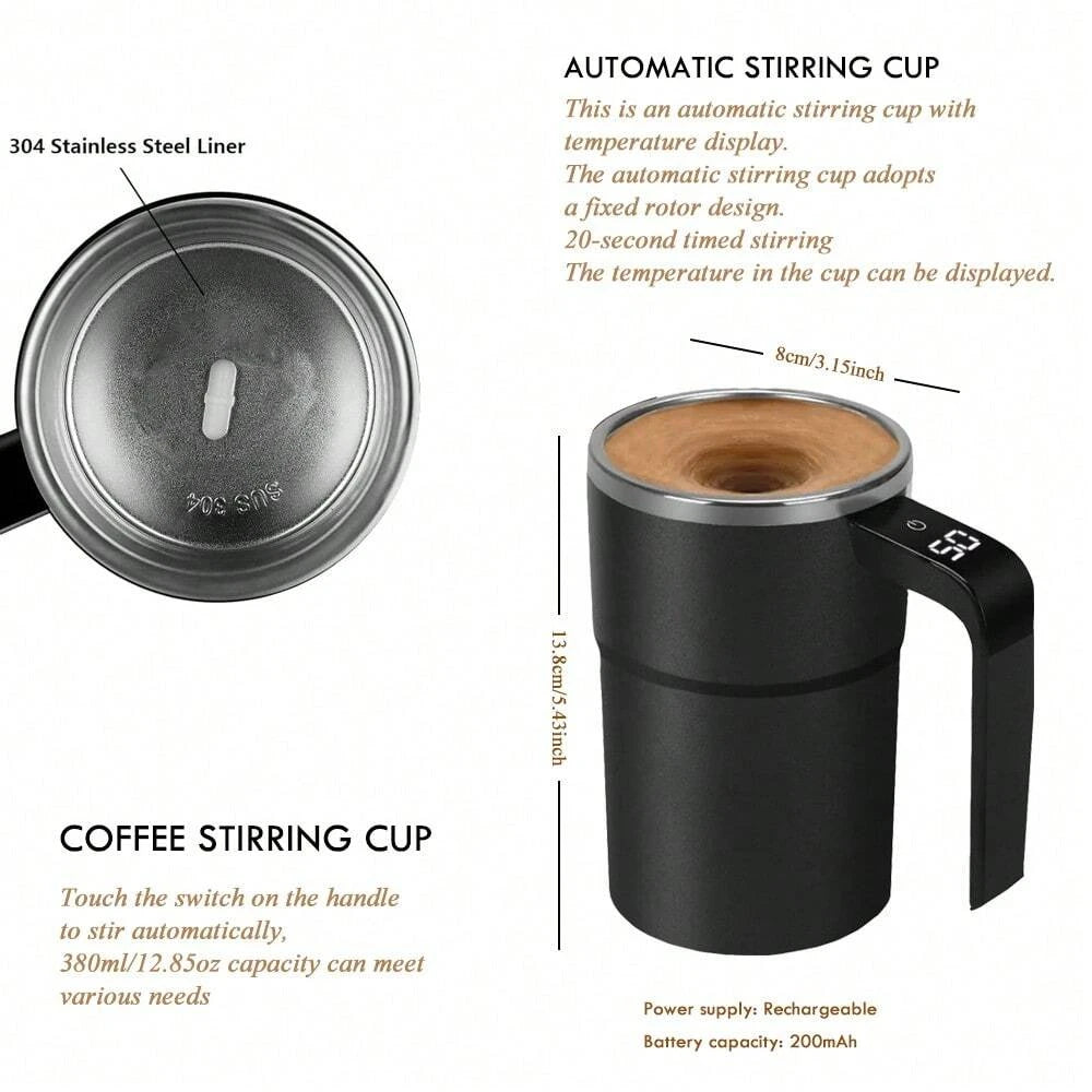 USB Rechargeable Magnetic Coffee Mug Self Mixing 380ml Home by Snagg A Cup