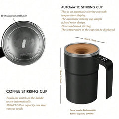 USB Rechargeable Magnetic Coffee Mug Self Mixing 380ml Home by Snagg A Cup