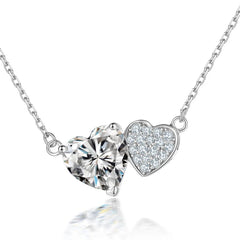 2CT Pink Heart Moissanite Pendant Necklace