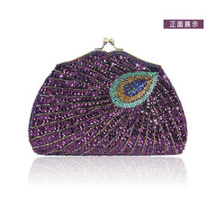 Retro Beaded Peacock Evening Purse