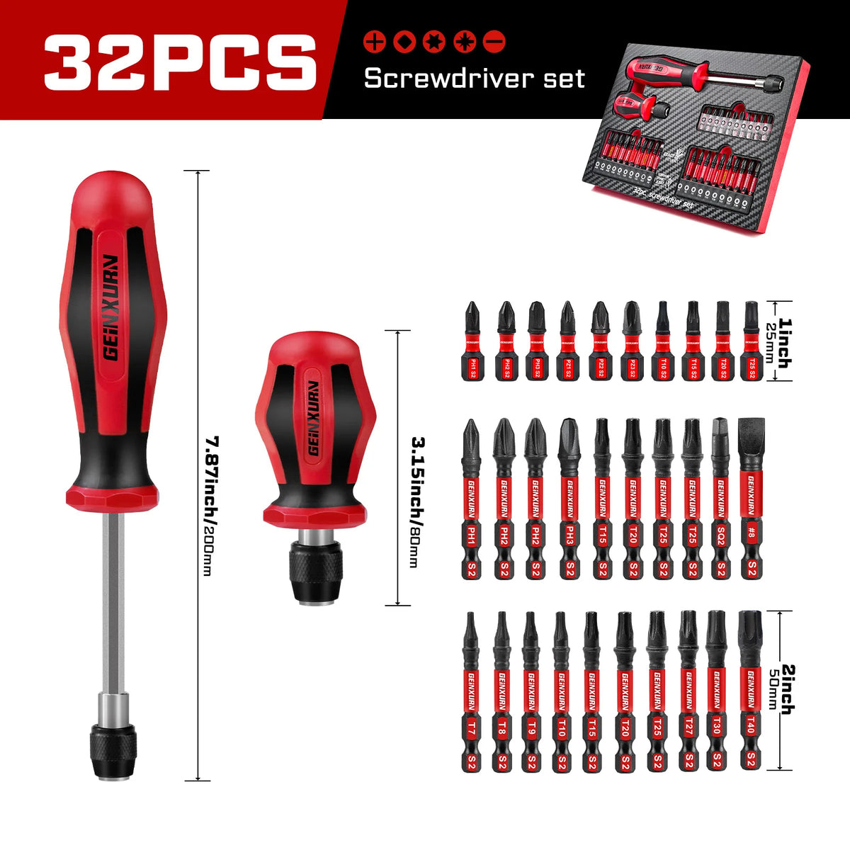 32-Piece Magnetic Screwdriver Set