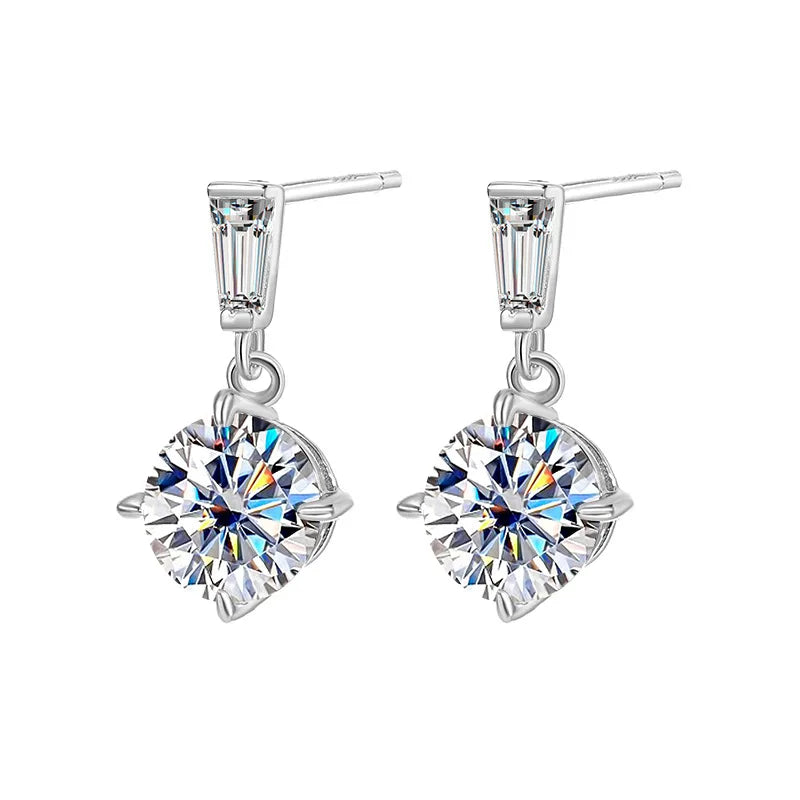2CT True Teal Moissanite Drop Earrings