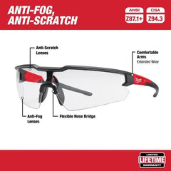 Milwaukee Clear Safety Glasses – Anti-Fog & Scratch Resistant