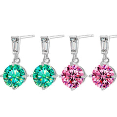 2CT True Teal Moissanite Drop Earrings