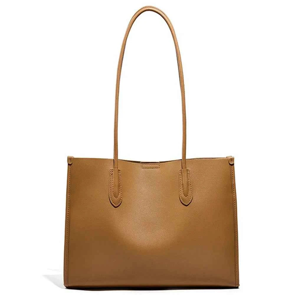 Genuine Leather Large Capacity Tote Bag – Women's Shoulder Purse & Shopper for Work & Daily Carry