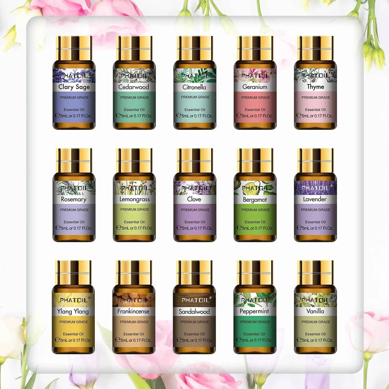 15 Piece Aromatherapy Collection – 100% Pure Essential Oil Library for Diffusion, Candle Making & DIY Wellness