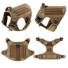 Tactical Large Dog Harness & Leash with MOLLE Pouches – Training Vest for Golden Retriever & French Bulldog