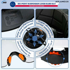 Full brim construction safety helmet with goggles, earmuffs and reflective stickers – image 3