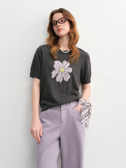 Autumn 2025 Floral Knit Casual Blouse