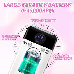 Professional 45,000 RPM Brushless Electric Nail Drill – High Torque Rechargeable Portable Manicure Station