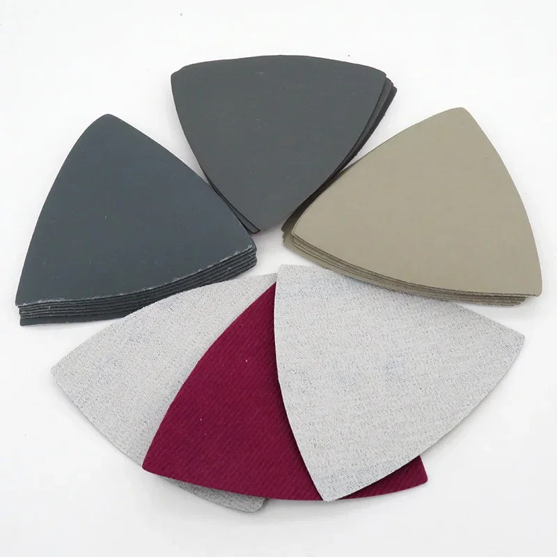 50pcs Silicon Carbide Triangle Sanding Discs 90mm | Wet/Dry Hook & Loop 60–10000 Grit Detail Sander