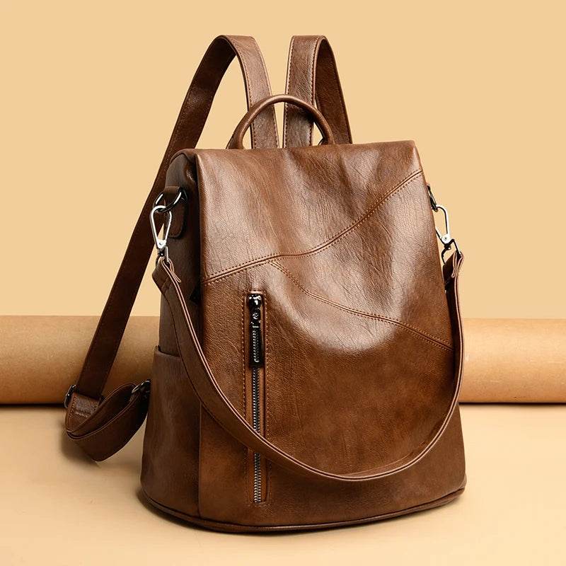 Anti-Theft Vintage Leather Backpack - SnaggIt