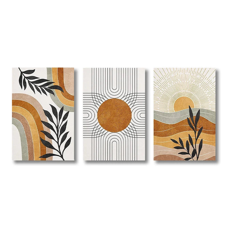 Geometric Sun & Desert Plants Wall Art – Set of 3 by SnaggIt