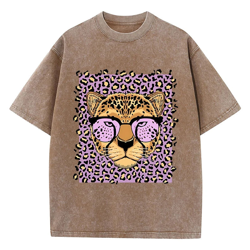 Leopard Cartoon Print Womans Streetwear T-Shirt