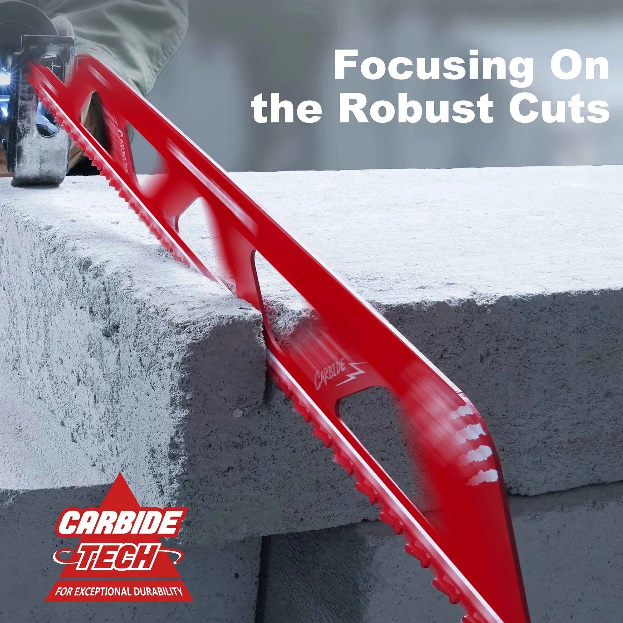 Professional Carbide Masonry Reciprocating Saw Blade | 12" & 18" Demolition Blades for Aerated Concrete, Brick & Cinder Block